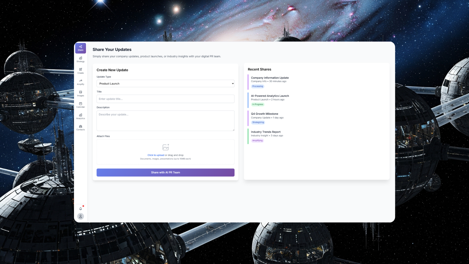 Share Your Vision - Product UI